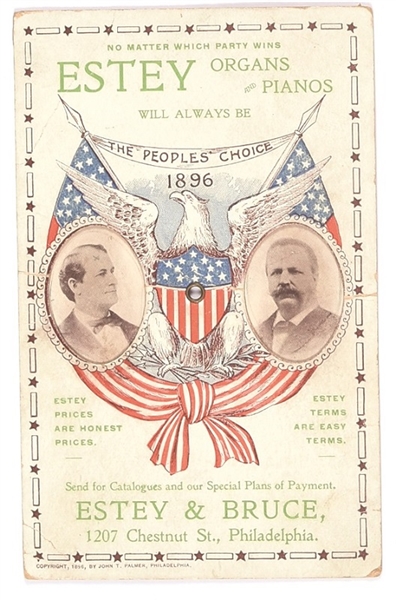 Bryan, McKinley 1896 Mechanical Card