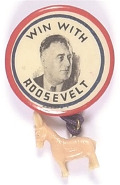 Win With Roosevelt Pin, Donkey