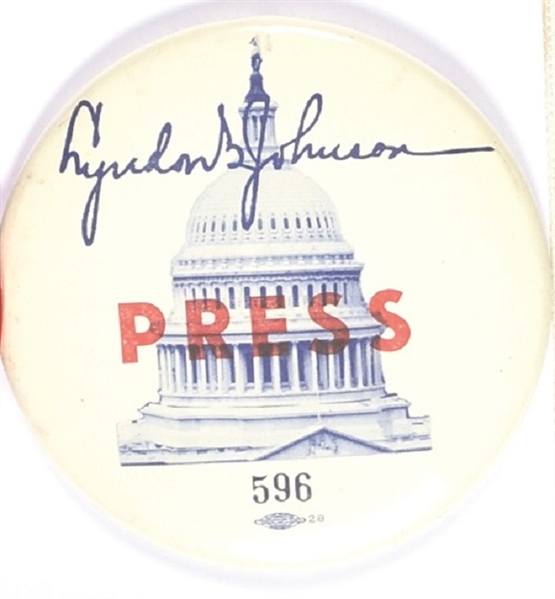 Lyndon Johnson US Capitol Press Pin