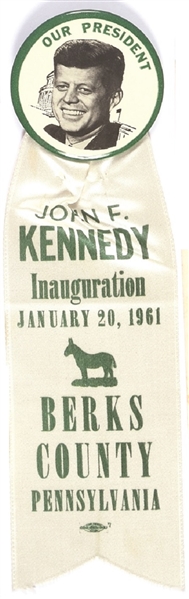 John F. Kennedy Our President Berks County Pin and Ribbon