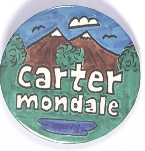 Carter, Mondale Colorful Hand-Made Environment Pin
