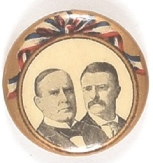McKinley, Roosevelt Smaller Size Ribbon Pin