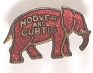 Hoover, Curtis Red Enamel Elephant Pin