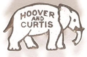 Hoover, Curtis White Enamel Elephant Pin
