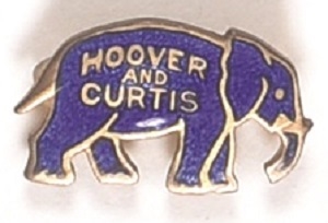 Hoover, Curtis Blue Enamel Elephant Pin