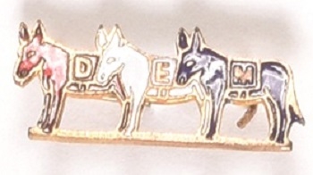 FDR Red, White, Blue Enamel Donkeys Pin