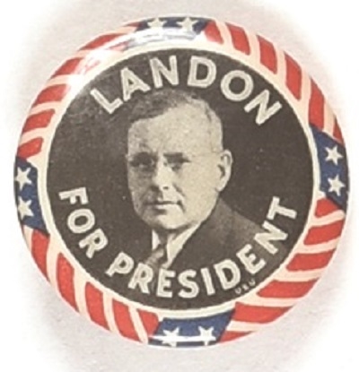 Landon for President Stars, Stripes Celluloid