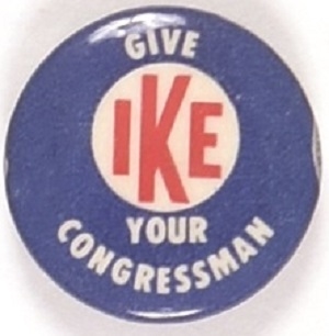 Give Ike Your Congressman Blue Bullseye Pin