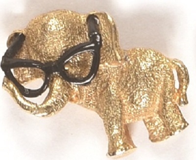 Goldwater Elephant Pin With Glasses