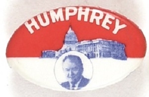 Hubert Humphrey Small Oval Celluloid
