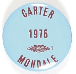 Carter, Mondale Blue and White 1976 Celluloid