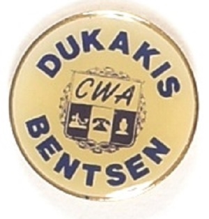 Dukakis, Bentsen CWA Clutchback Pin