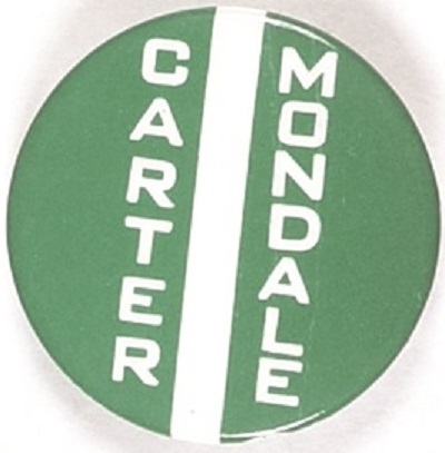 Carter, Mondale White Stripe Celluloid