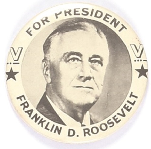 Roosevelt V for Victory  Large Celluloid
