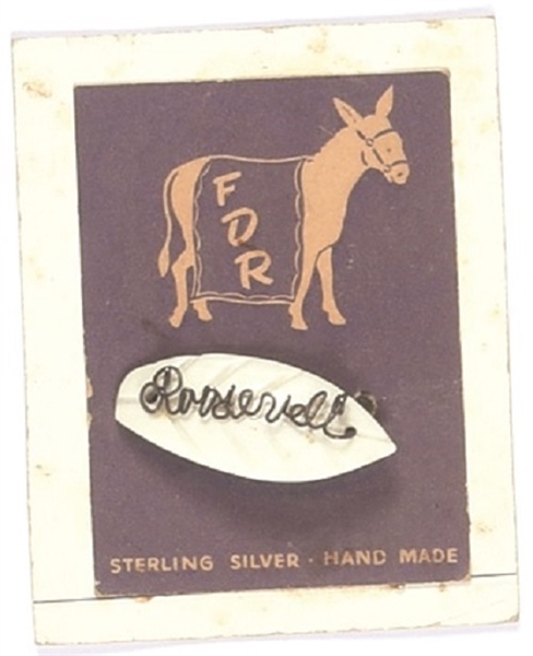 FDR Roosevelt Pin and Original Card