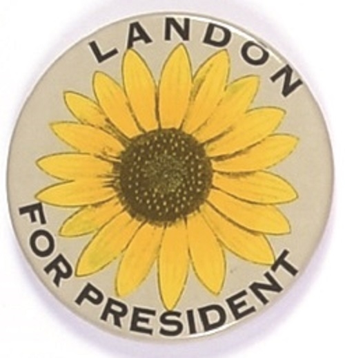 Landon for President Scarce, Large Sunflower Pin