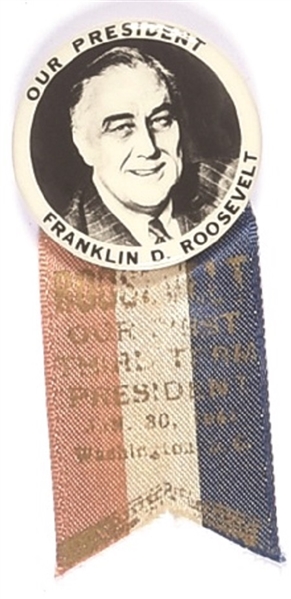 FDR Celluloid with Inaugural Ribbon