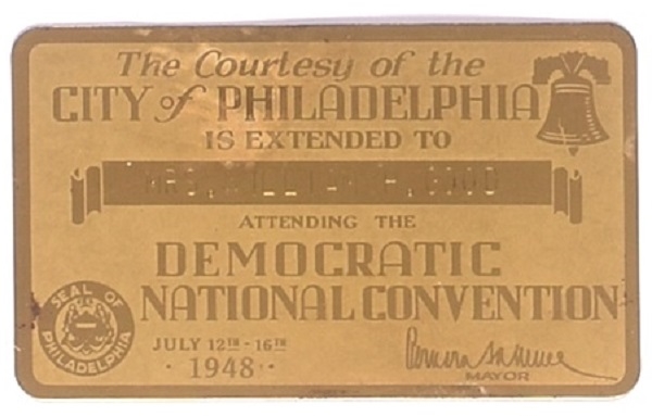 Truman 1948 Convention Metal Card