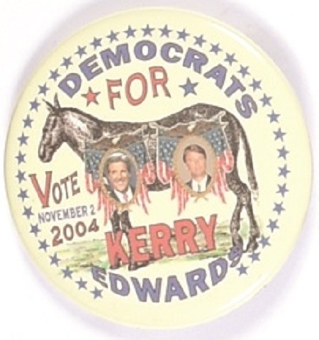 Democrats for Kerry, Edwards Colorful Donkey Pin