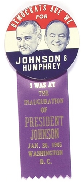 Johnson, Humphrey Democrats are We Pin, Ribbon