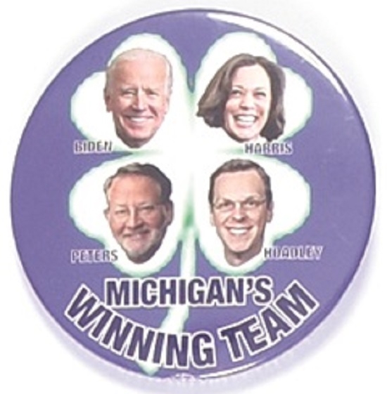 Biden Michigan Coattail Four-Leaf Clover Pin