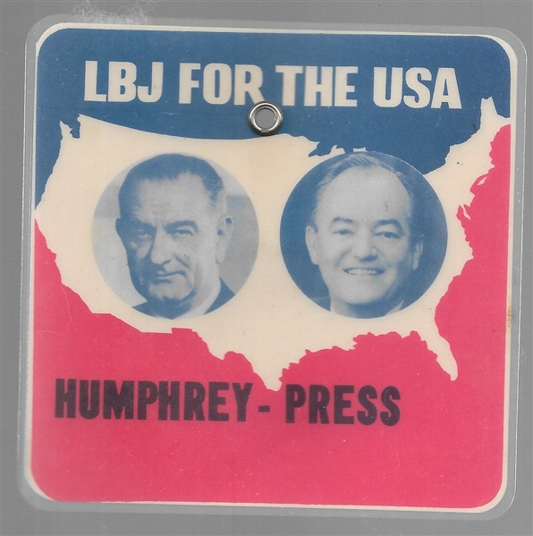 LBJ for the USA Humphrey Press Badge