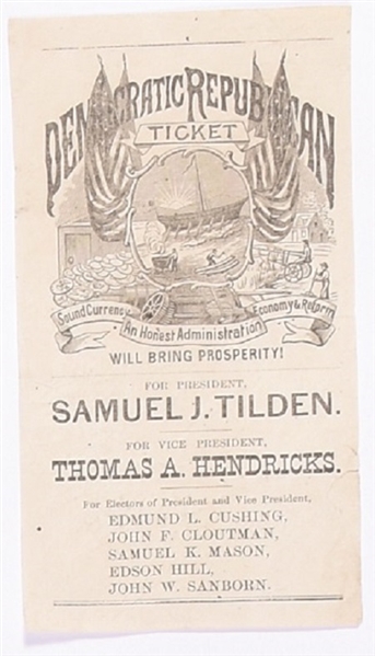 Tilden, Hendricks Scarce Paper Ballot