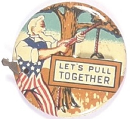 Uncle Sam Lets Pull Together Anti Hitler Pin