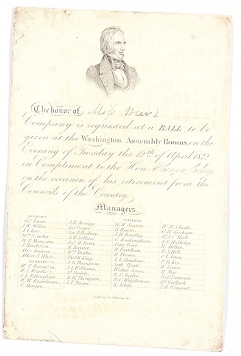 Henry Clay 1842 Ball Invitation