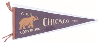 Hoover 1932 GOP Convention Chicago Pennant