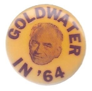 Goldwater in '64 Yellow and Purple Pin