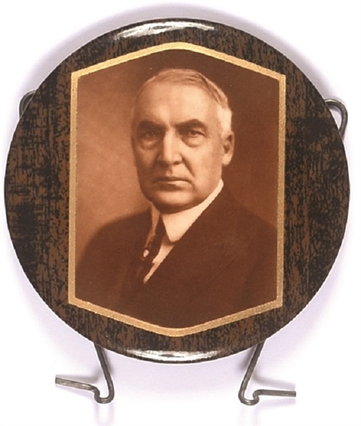 Warren Harding Celluloid Badge and Stand