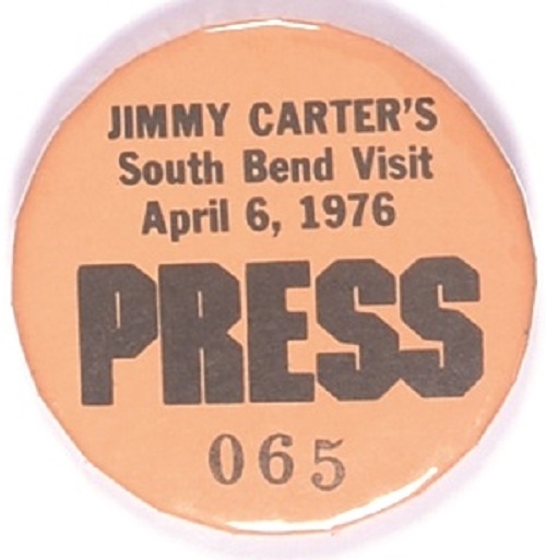 Jimmy Carter South Bend Visit Press Badge