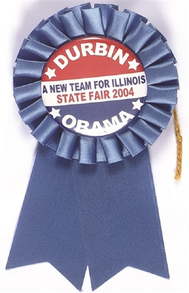 Obama, Durbin 2004 Illinois State Fair Pin, Rosette
