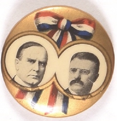 McKinley, Roosevelt Ribbon Design Celluloid