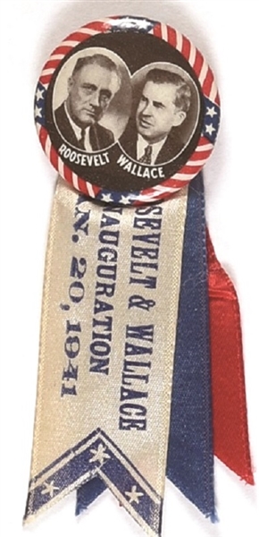 Roosevelt, Wallace Jugate with Inaugural Ribbons