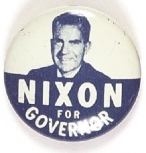 Nixon for Governor Blue, White Litho