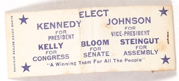Kennedy, Johnson New York Coattail Matchbook