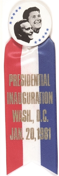 Reagan, Bush Inaugural Pin and Ribbon