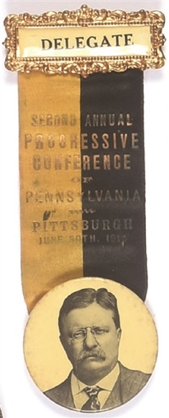 Theodore Roosevelt 1914 Pennsylvania Delegate Badge