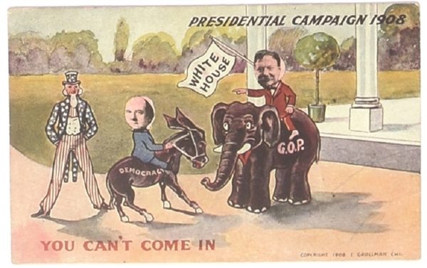 Bryan, Taft Uncle Sam White House Postcard