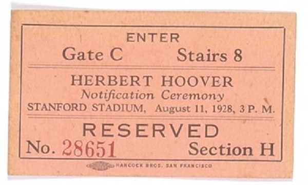 Hoover Notification Ceremony Ticket
