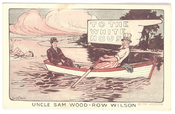 Uncle Sam Wood Row Wilson Postcard