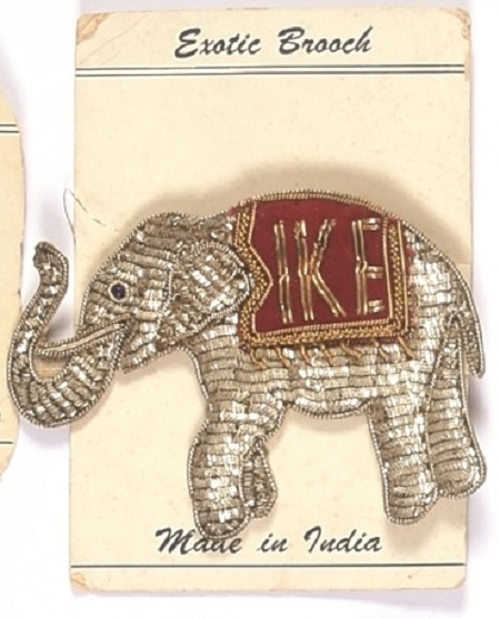 Eisenhower Embroidered Elephant "Exotic Brooch" Pin and Card
