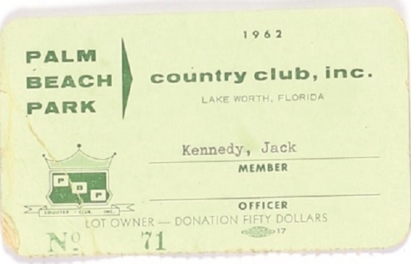 JFK Golf Club Card
