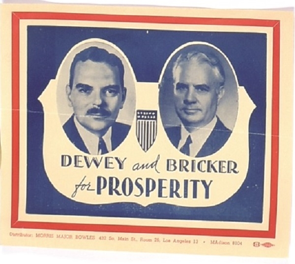 Dewey and Warren for Prosperity Sticker