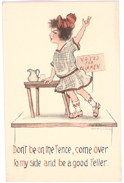 Suffrage Postcard “Don’t be on the Fence”