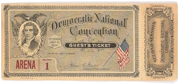 Parker 1904 Convention Ticket, Stub