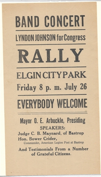 LBJ for Congress Rally Handbill