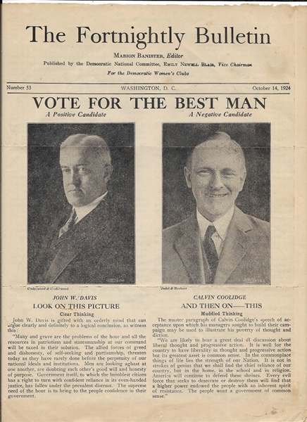 Davis, Coolidge Vote for the Best Man